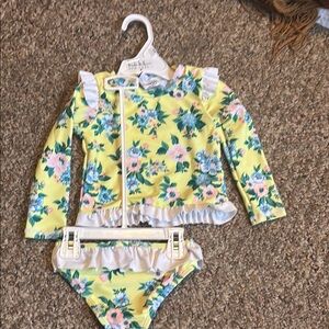 Floral Yellow Kids Swim Set